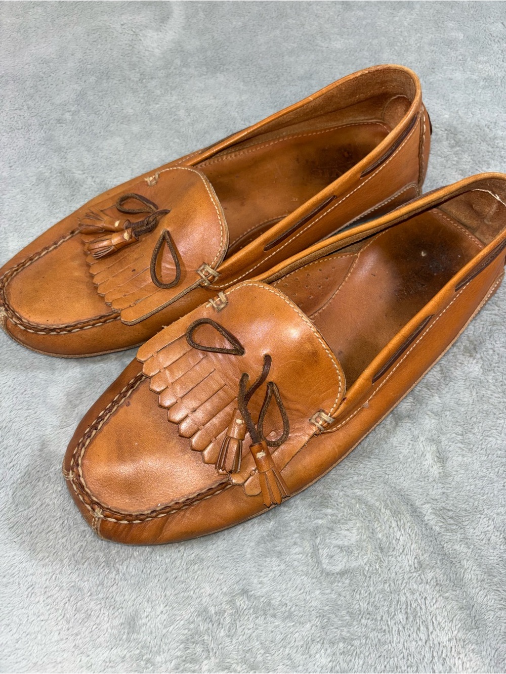 ORVIS Men's Leather Kiltie Tassel Loafers Driving Shoes Brown Size 15